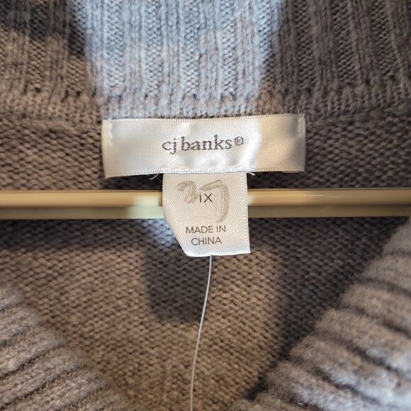 Christopher Banks Womens Cable Knit Full Zip Sweater Cardigan Plus 1X Gray NEW - Picture 5 of 9